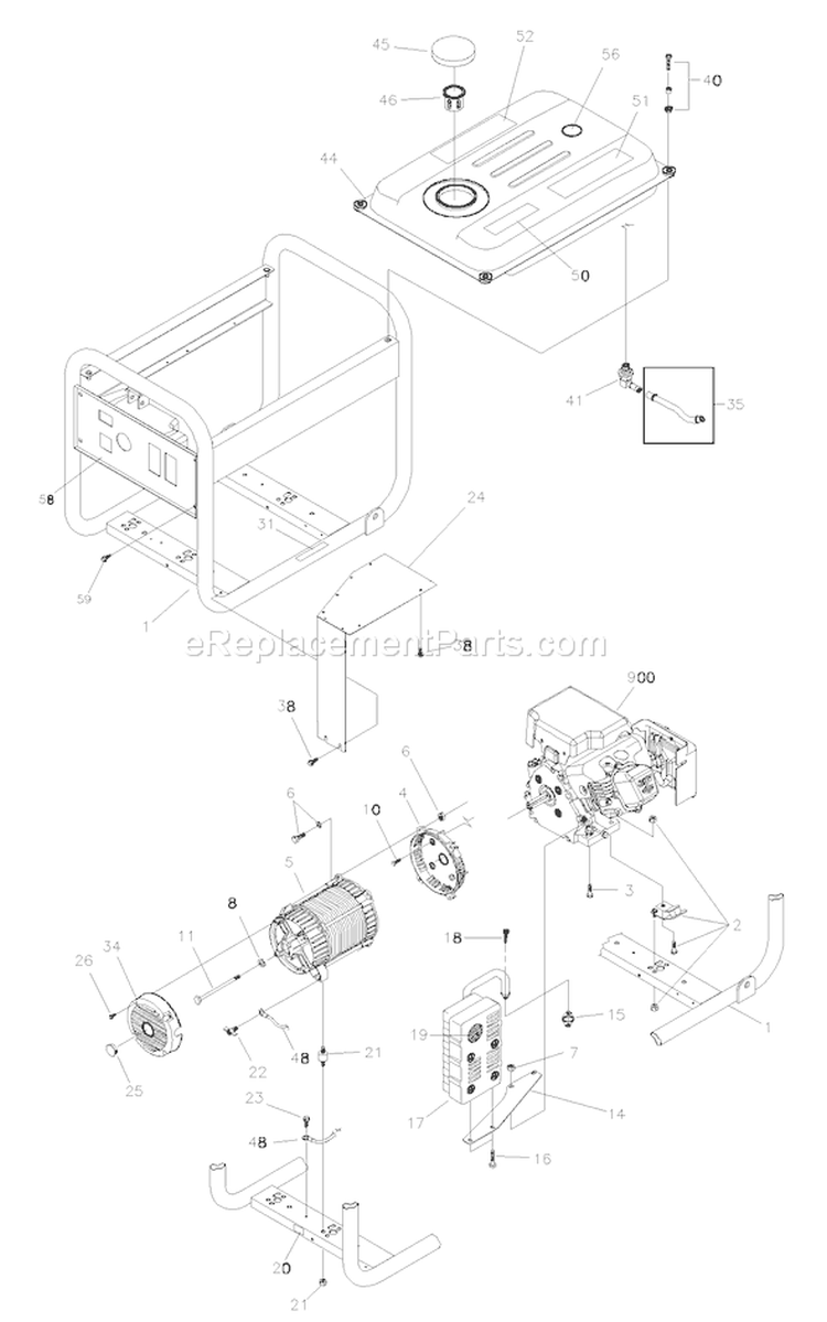 Page B Diagram and Parts List for 030252-0  Briggs and Stratton Generator